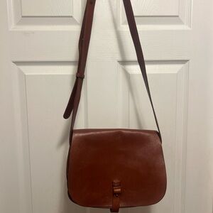 Lucky Brand Rich Brown Leather Crossbody Saddle Bag